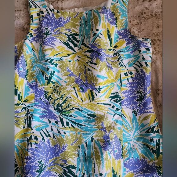 Pure Silk Size 10 Talbots Petite White Floral Sleeveless Zippered Sheath Dress - Picture 8 of 8